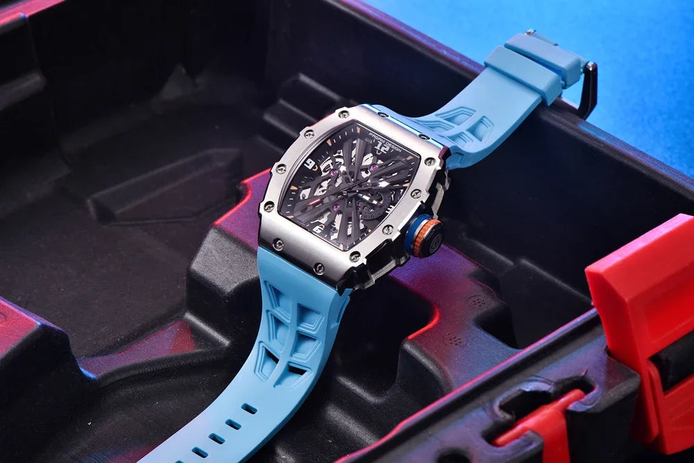 PAGANI DESIGN 2024 Luxury Mens Quartz Watches Barrel Shape Waterproof Wrist Watch For Men VH65 Silicone Luminous Sapphire Mirror
