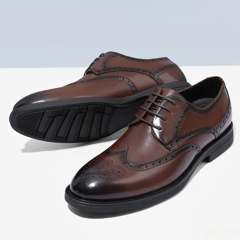 2025 New Handcrafted Mens Oxford Shoes Business Formal Classic Shoes Man Genuine Calfskin Leather Brogue Dress Shoes Homme