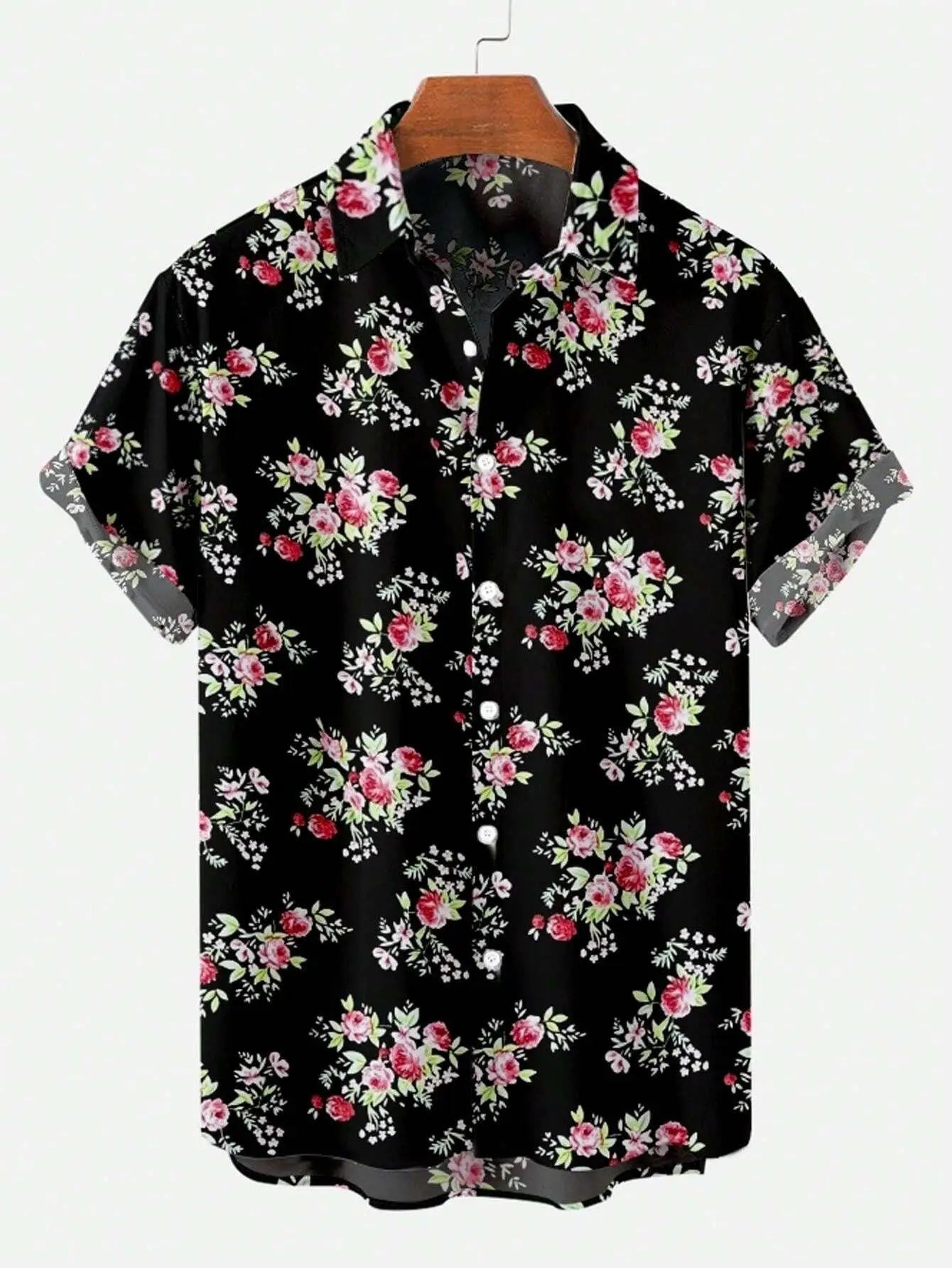 Men'S Floral Printed Casual Shirt Daily Wear 3D Printing Classic Short Sleeve Fashion Hawaiian Shirts For Men Harajuku