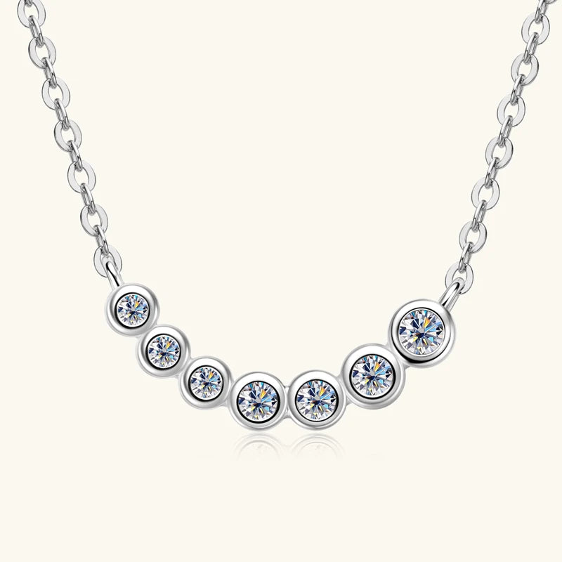 Lnngy One Row Bezel Moissanite Choker Necklace Climber Earring For Women 925 Sterling Silver Stud Earrings Necklaces Jewelry Set