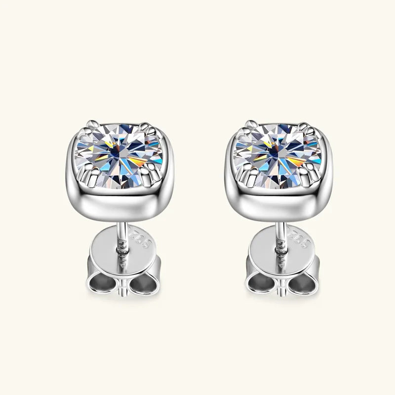 Lnngy 6.5MM 1CT Moissanite Earring Pendant Necklace For Women 925 Sterling Silver Square Stud Earrings Necklaces Jewelry Set