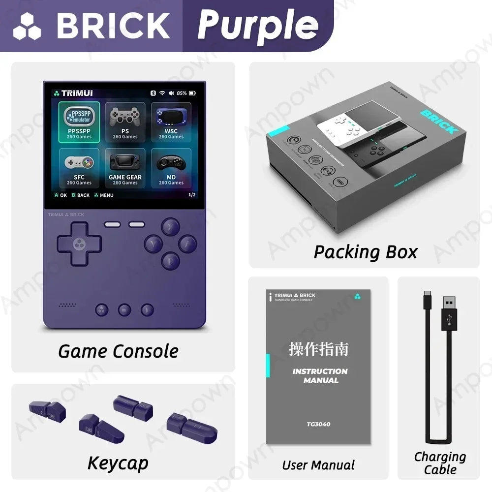 EAEY for TRIMUI BRICK Handheld Game Console 3.2'' IPS Screen A133P Linux System Trimui UI Metal Back Panel Key LED Lighting