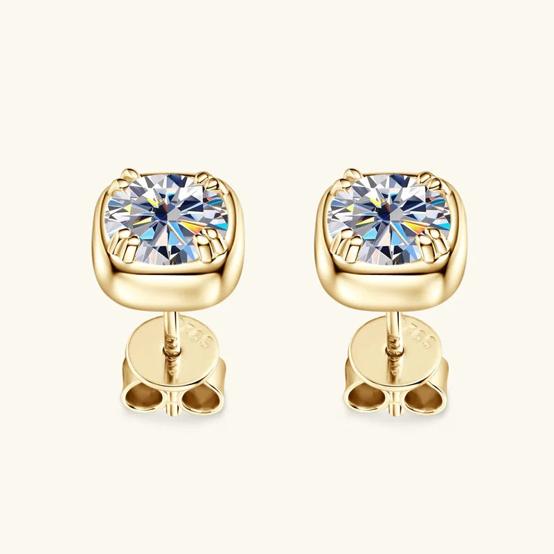 Lnngy 6.5MM 1CT Moissanite Earring Pendant Necklace For Women 925 Sterling Silver Square Stud Earrings Necklaces Jewelry Set