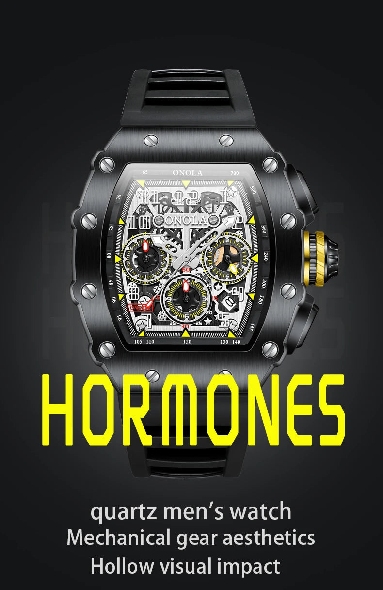 Original Fashion Watch for Men Famous Brand Stainless Steel Tonneau Quartz Clock High Quality Waterproof Timer Relojes Hot Sale