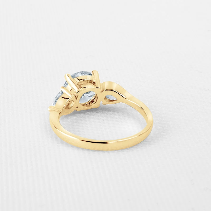 Lnngy Exquisite 7.5mm 1.5CT Moissanite Rings Certified 10K Pure Gold Three Stone Engagement Ring For Women Lab Diamond Jewelry
