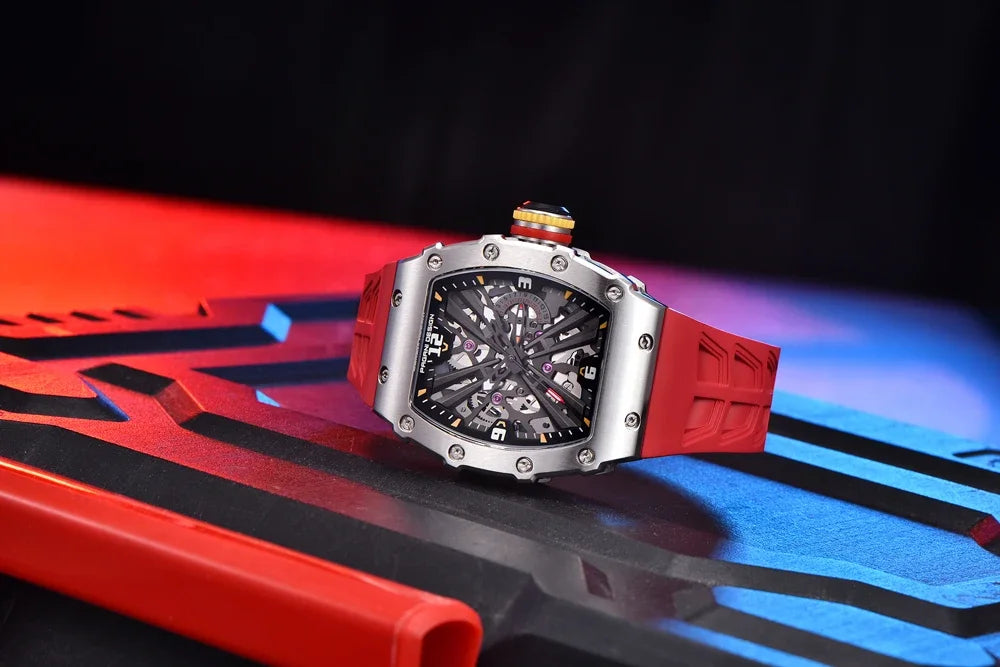 PAGANI DESIGN 2024 Luxury Mens Quartz Watches Barrel Shape Waterproof Wrist Watch For Men VH65 Silicone Luminous Sapphire Mirror