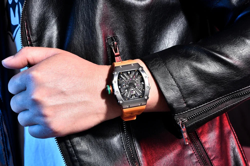 PAGANI DESIGN 2024 Luxury Mens Quartz Watches Barrel Shape Waterproof Wrist Watch For Men VH65 Silicone Luminous Sapphire Mirror