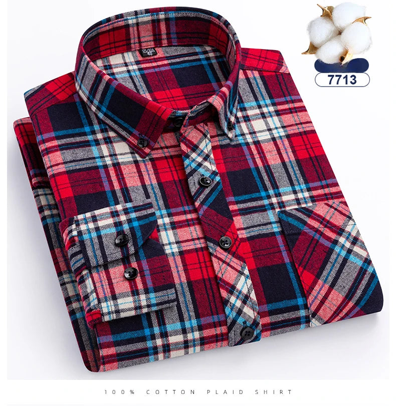 plus size 8XL100%cotton sanding long-sleeve shirts for men slim fit casual plain shirt soft palid tops designer elegant clothes