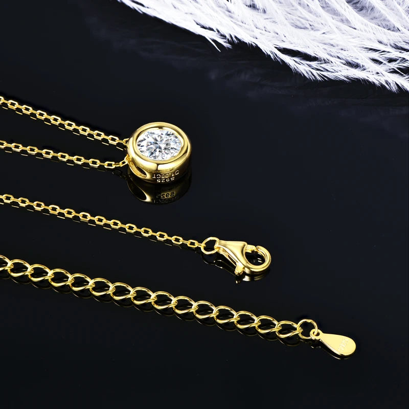 Classic 3.0cttw. D Round Moissanite Pendant Necklace Earrings Set for Women Couples Men s925 Silver Jewelry Sets GRA Certificate