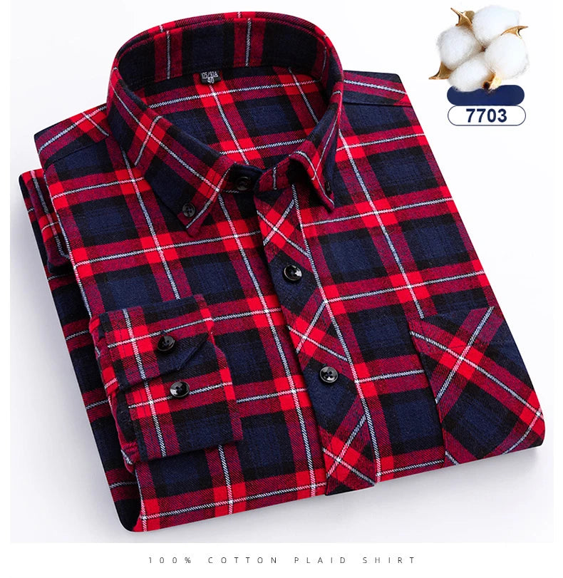 plus size 8XL100%cotton sanding long-sleeve shirts for men slim fit casual plain shirt soft palid tops designer elegant clothes