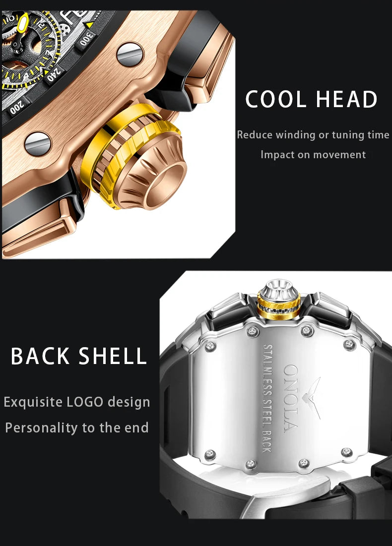 Original Fashion Watch for Men Famous Brand Stainless Steel Tonneau Quartz Clock High Quality Waterproof Timer Relojes Hot Sale