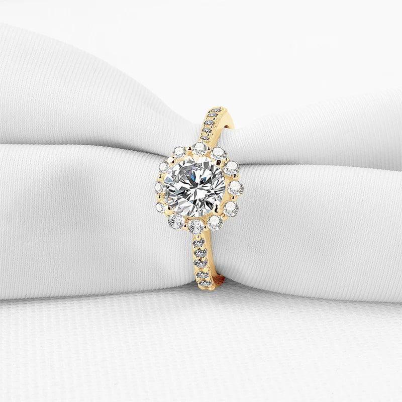 Lnngy 10K Solid Gold Women Rings Certified 1.0 Carat Round Cut Moissanite Engagement Ring for Couples Valentine's Day Xmas Gift