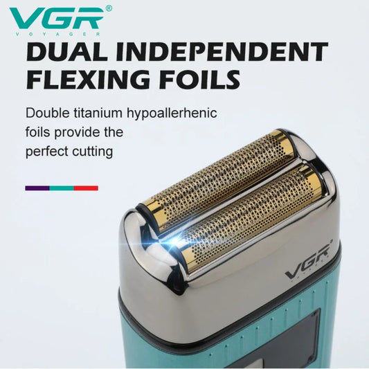 VGR Professional Hair Beard Electric Shaver For Men Beard Trimmer Wet Dry Shaving Machine Digital Display Shaver For Men V-357