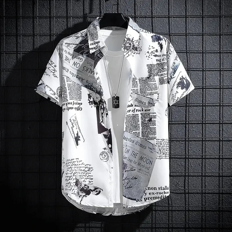 Men's Short sleeve Print Shirts Thin Beach Top Seaside Leisure Men's Essential Clothes