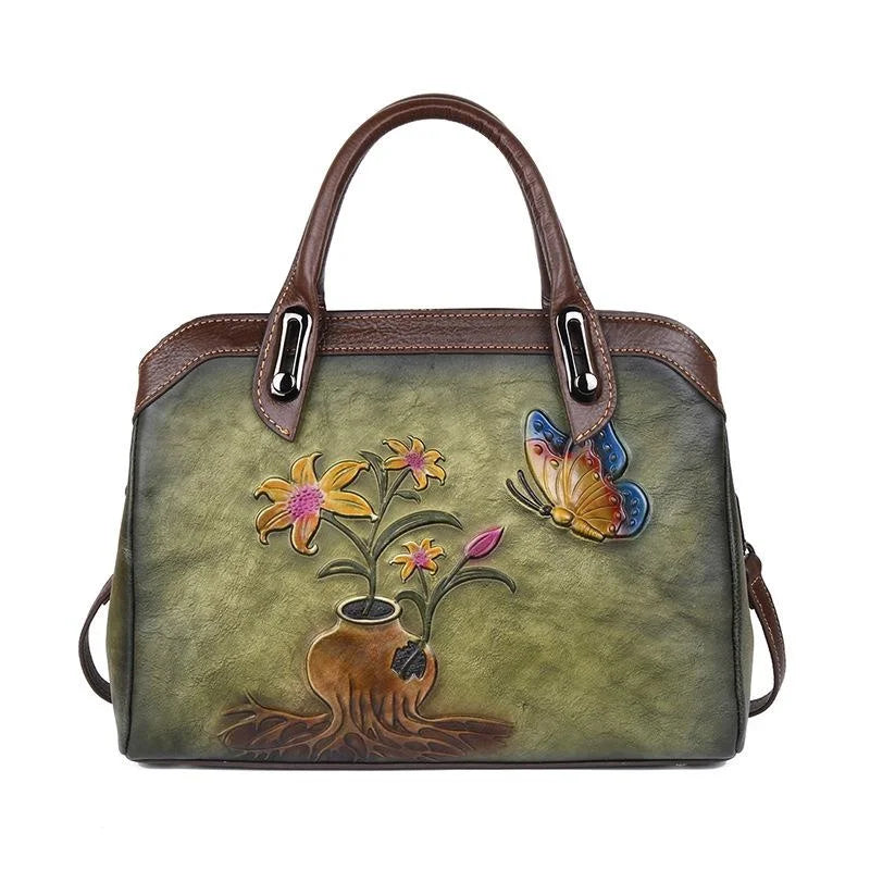 MOTAORA Vintage Women Shoulder Bags Genuine Leather Retro Ladies Handbags For Female Handmade Embossed Women's Bag 2025 Trend