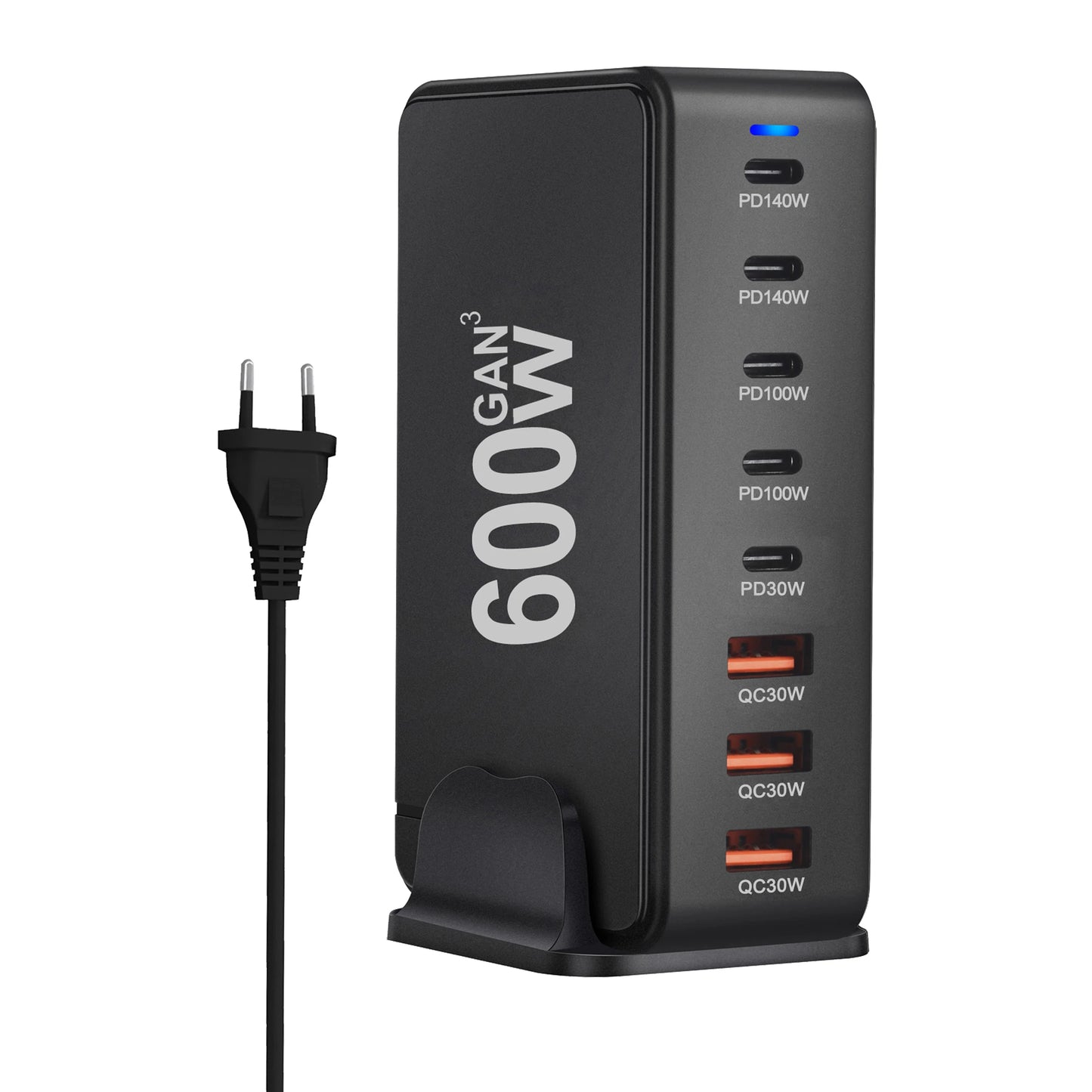 NEW 600W Gan Fast Charge 3.0 USB Type C Fast Charger Mobile 8-port 5C3A PD Charger Convenient To Carry Tablet Charger