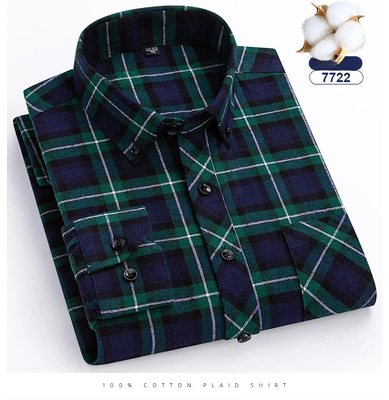 plus size 8XL100%cotton sanding long-sleeve shirts for men slim fit casual plain shirt soft palid tops designer elegant clothes