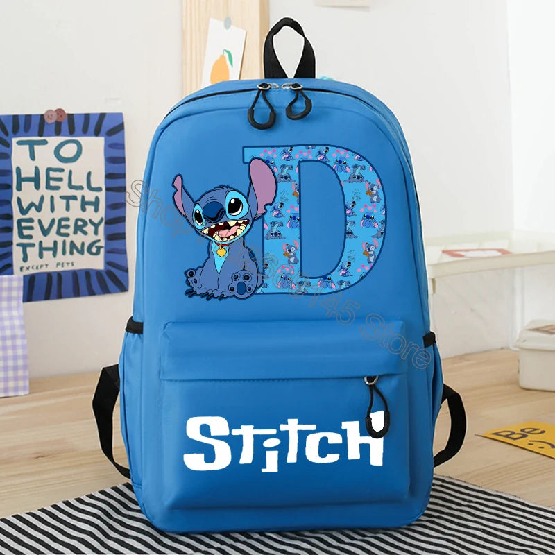 New Disney Stitch Backpack Cute Cartoon Letter Printed Kids Backpacks Kawaii Boys Girls Schoolbags Children School Backpack