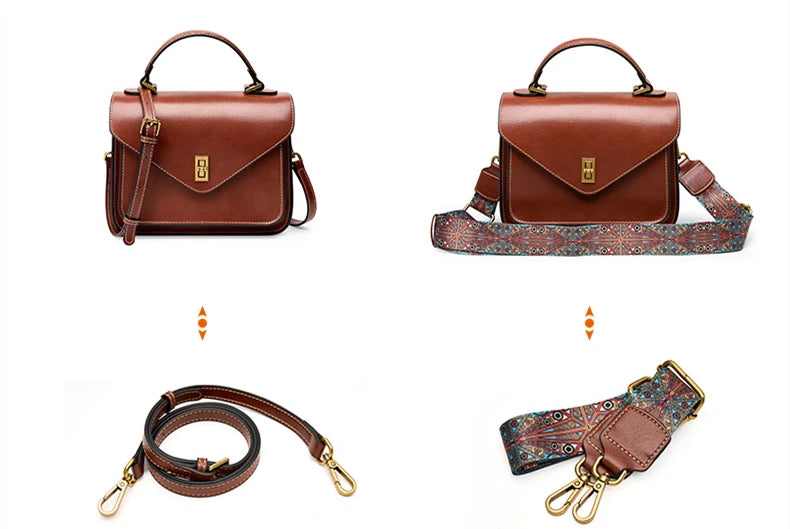 Genuine Leather Women luxury bag high quality Simple vintage Fashion Postman handbags ladies 2025 shoulder green small bag