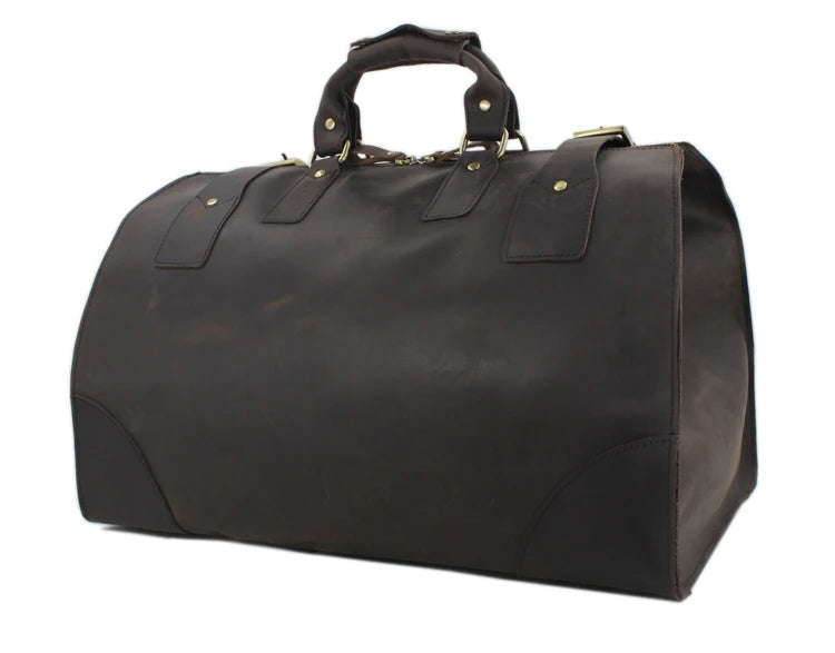 MUNUKI Vintage Crazy Horse Genuine Leather Travel bag Large Luggage bag men Leather duffle bag Large Weekend Bag Tote Big