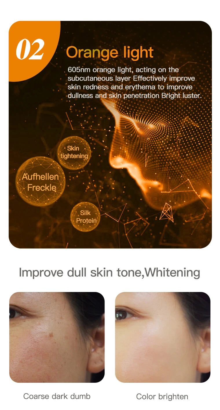807 Nano Lamp LED Facial Mask With LED Light Therapy 3 Color Red Light Therapy Anti-Aging Mask Full Face With Neck Beauty Health