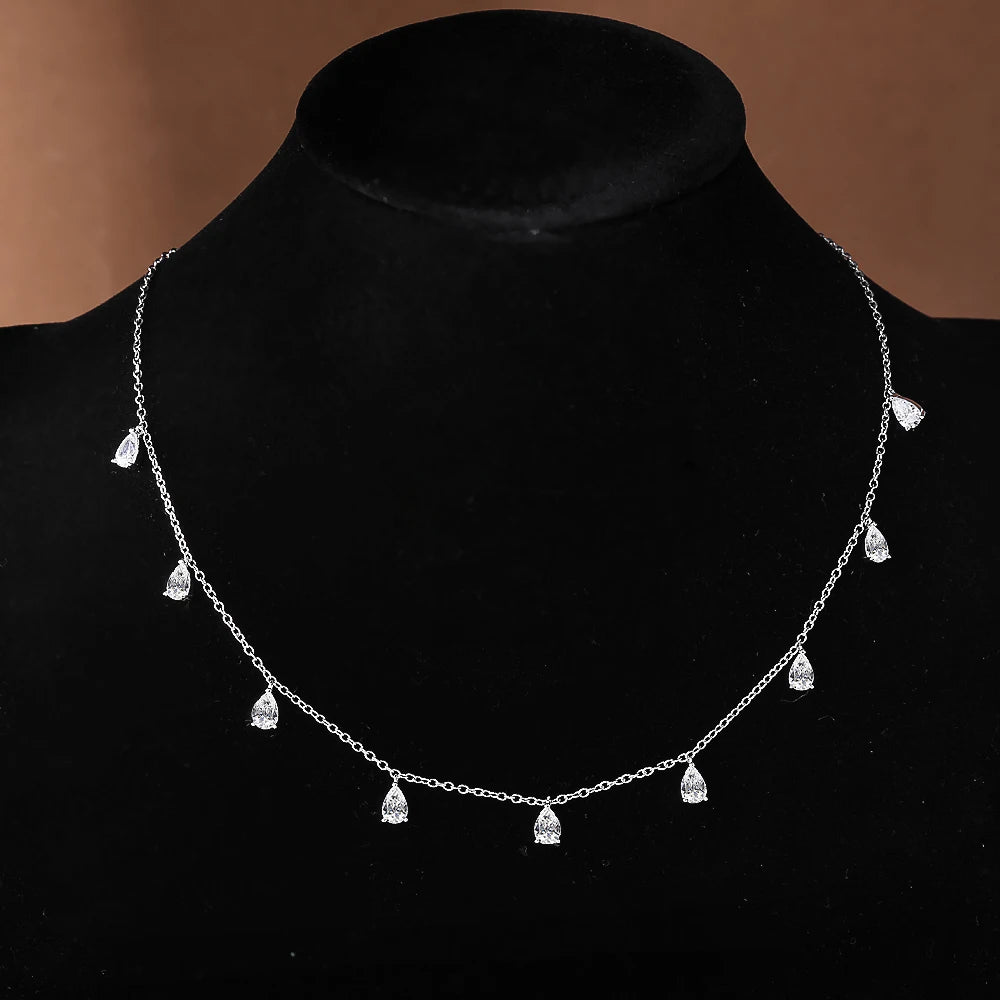 GRA Certified 0.5carat Pear Cut Moissanite Diamond Necklaces for Women 925 Sterling Silver Neck Chain Waterdrop Shape Choker