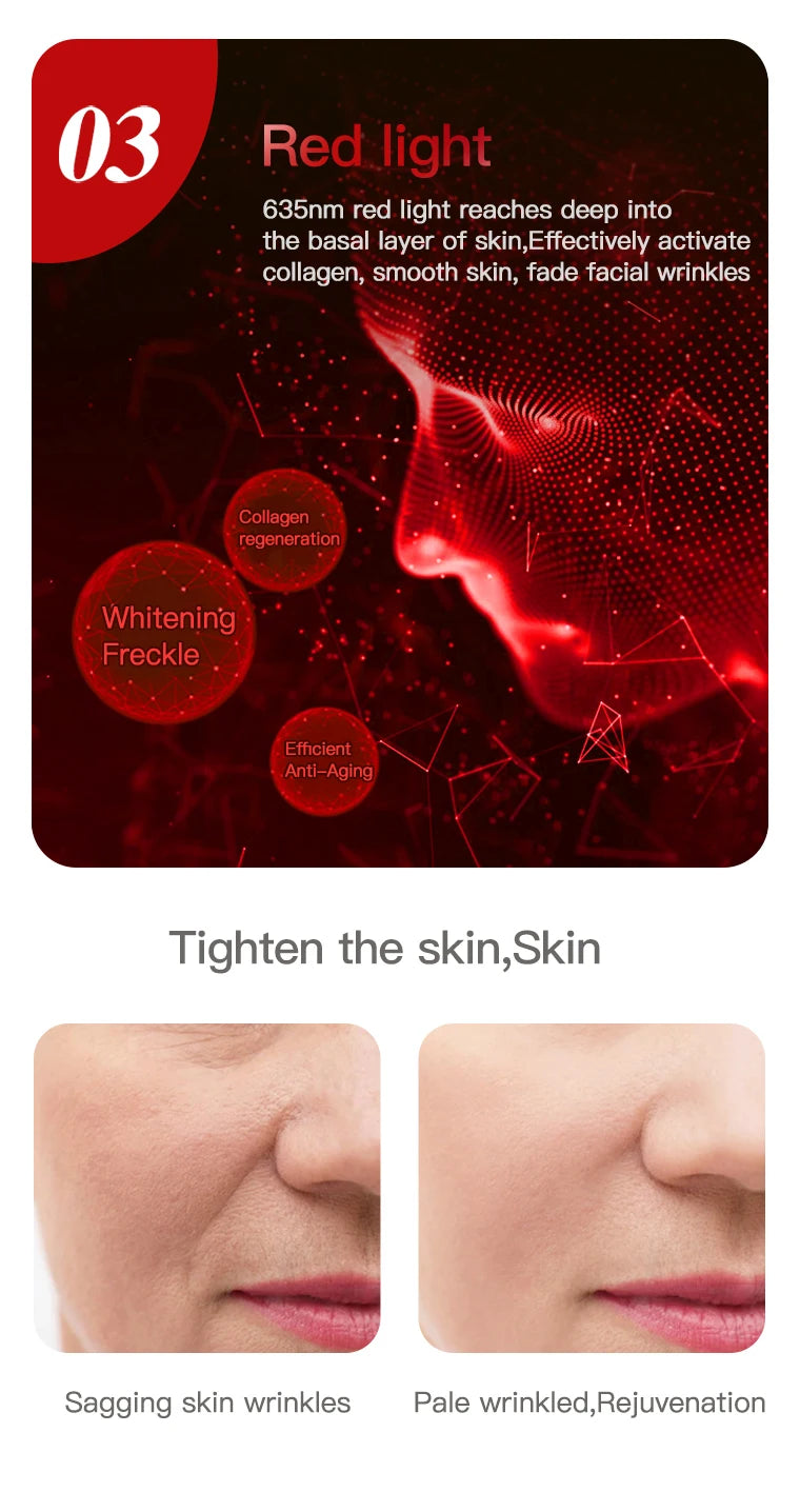 807 Nano Lamp LED Facial Mask With LED Light Therapy 3 Color Red Light Therapy Anti-Aging Mask Full Face With Neck Beauty Health