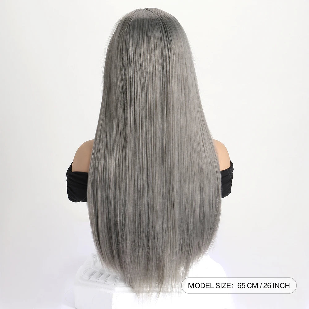 26Inch Colour Wig Long Straight Synthetic Wig for Women Fashion Wig for for Daily Halloween Costume Party Cosplay 