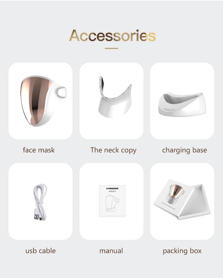 807 Nano Lamp LED Facial Mask With LED Light Therapy 3 Color Red Light Therapy Anti-Aging Mask Full Face With Neck Beauty Health