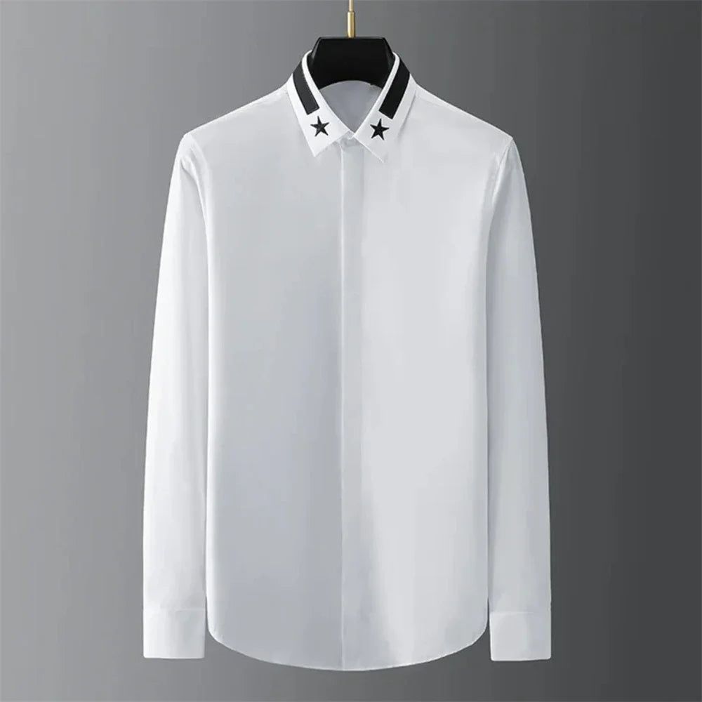 Basic Shirt Men's Long-sleeved Casual Shirt Fashion Trend High-end Plus Size Men's Clothing S-5XL funny shirt camisas masculino