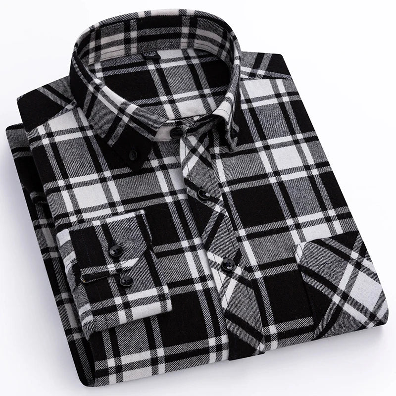 plus size 8XL100%cotton sanding long-sleeve shirts for men slim fit casual plain shirt soft palid tops designer elegant clothes