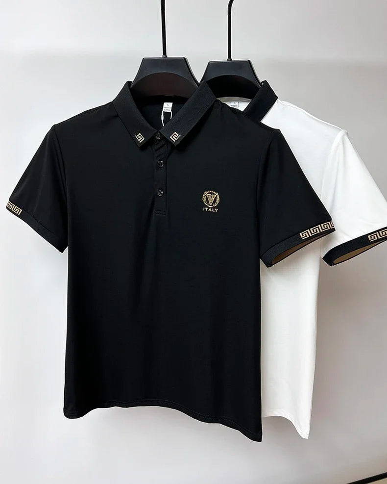 New Men Brand Exquisite Printed Polo Shirt Short Sleeve 2024 Summer Lapel Paul Designer Shirt Casual Ice Silk Breathable T-shirt