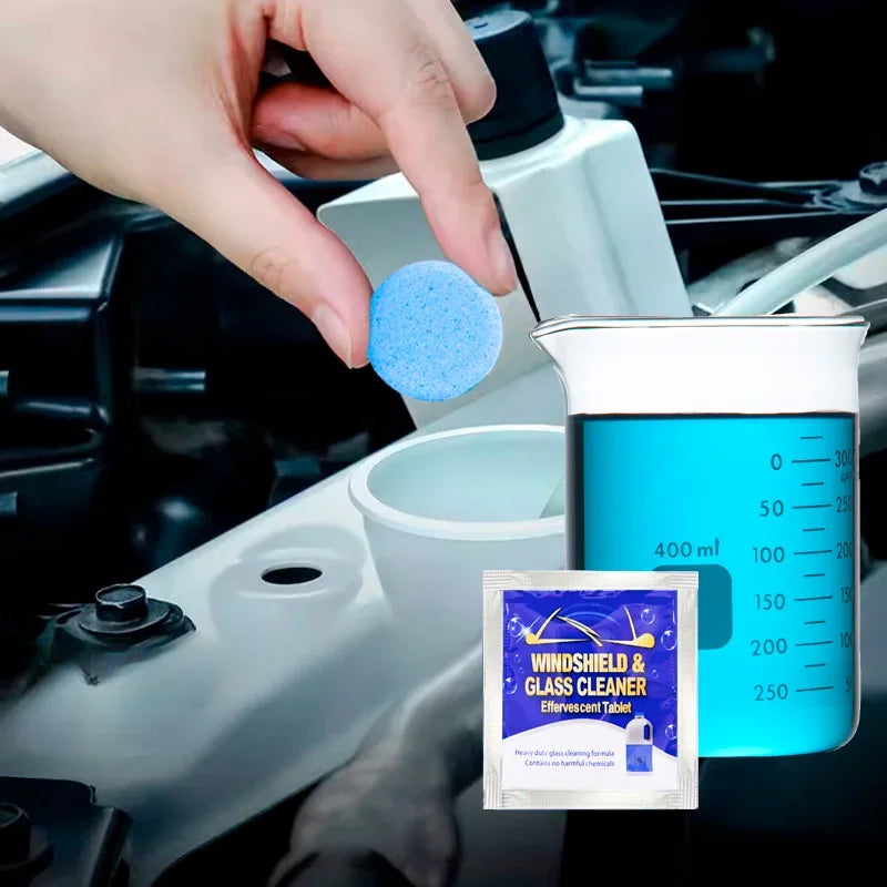 All-Season Windshield Washer Effervescent Tablet (Solid Concentrate) Shellac-Free Formula