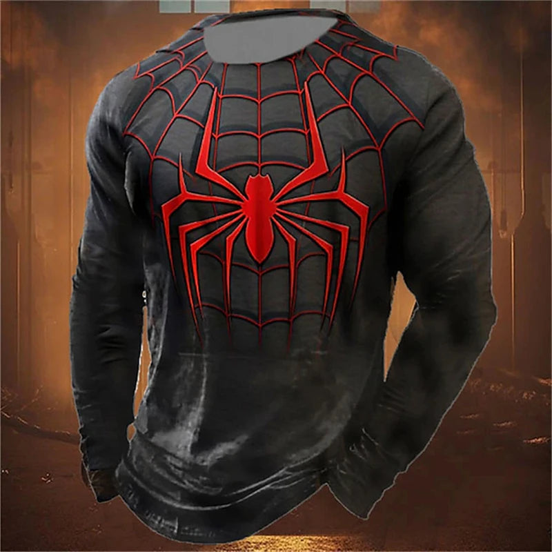 Fashion Spider 3D Print Men O-Neck T-shirt Casual Streetwear Long Sleeve Oversized T Shirts Fashion Tops Trend Men Clothing