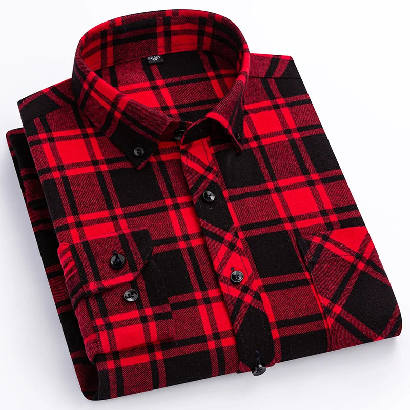 plus size 8XL100%cotton sanding long-sleeve shirts for men slim fit casual plain shirt soft palid tops designer elegant clothes