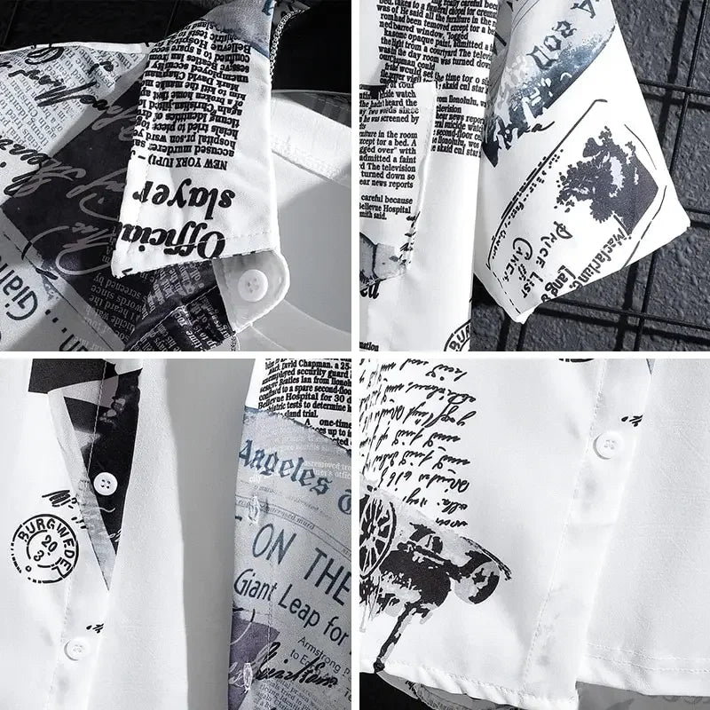 Men's Short sleeve Print Shirts Thin Beach Top Seaside Leisure Men's Essential Clothes