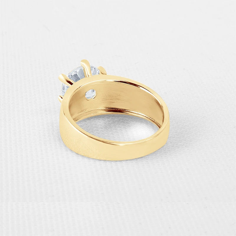Lnngy Certified 10K Real Gold Moissanite Ring With GRA for Women 9MM 3.0 Carat Lab Created Diamond Solitaire Rings Punk Jewelry