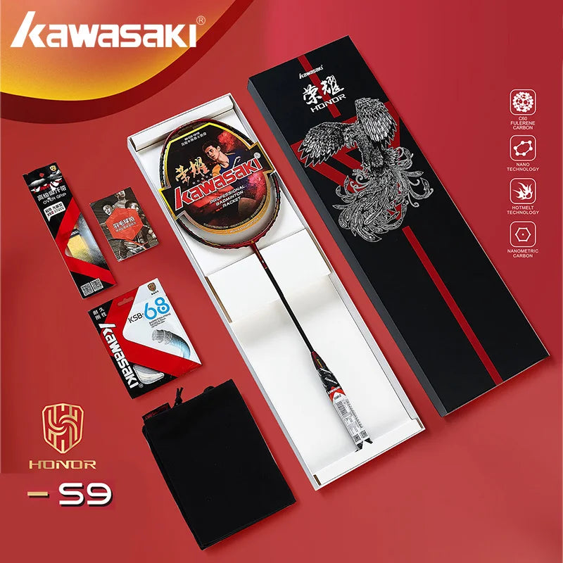 Kawasaki KING K9 4U Badminton Racket Professional T-Join Power All-around Speed&Attack Kawasaki Badminton Racket