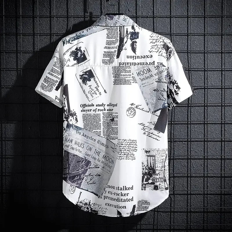 Men's Short sleeve Print Shirts Thin Beach Top Seaside Leisure Men's Essential Clothes