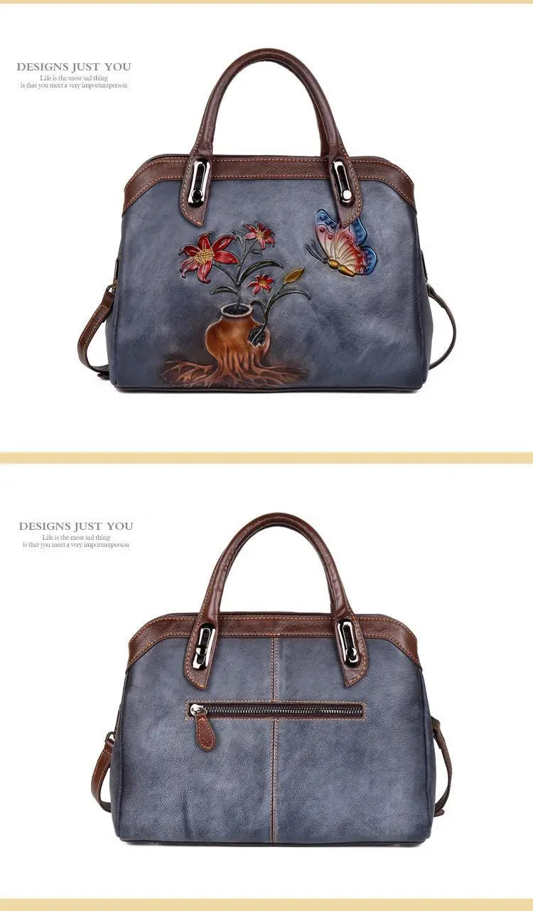 MOTAORA Vintage Women Shoulder Bags Genuine Leather Retro Ladies Handbags For Female Handmade Embossed Women's Bag 2025 Trend