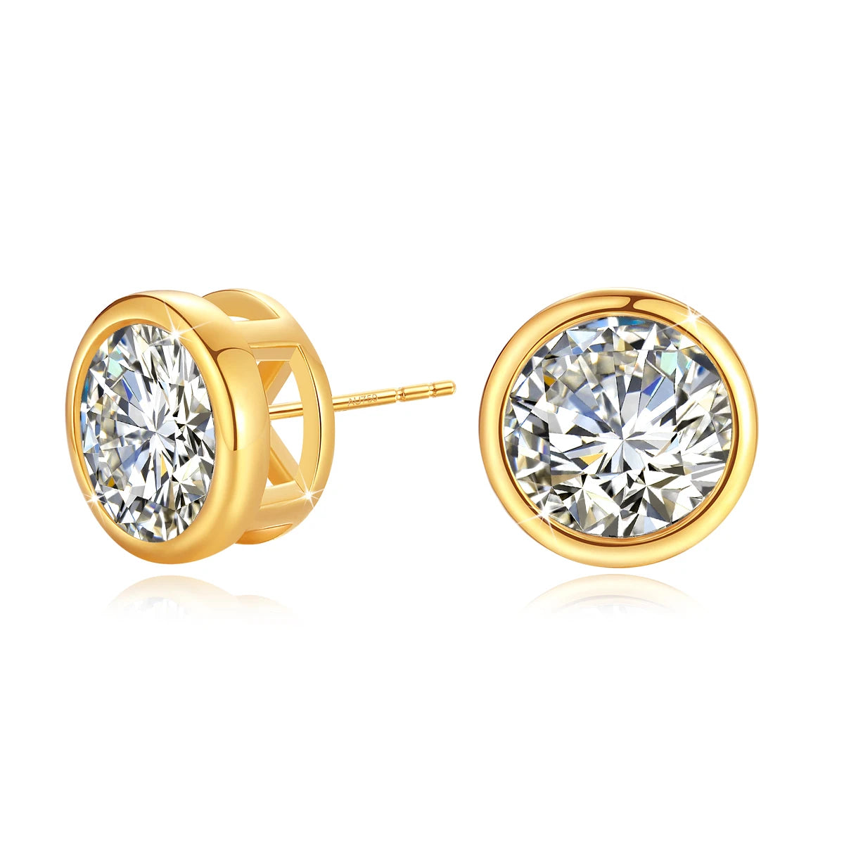 Genuine 18K Gold Moissanite Stud Earrings 2ct Diamond Earrings Classic Trendy for Women Wedding Gifts Fine Jewelry