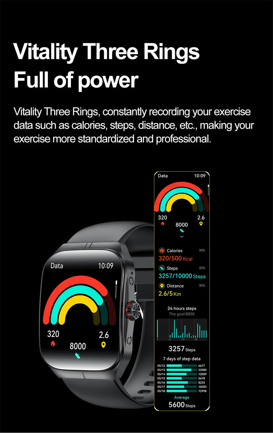 Smartwatch Men Women NFC AMOLED Screen Always Show Time Clock Bluetooth Call IP68 Waterproof Smart Watch Sport Fitness Bracelet