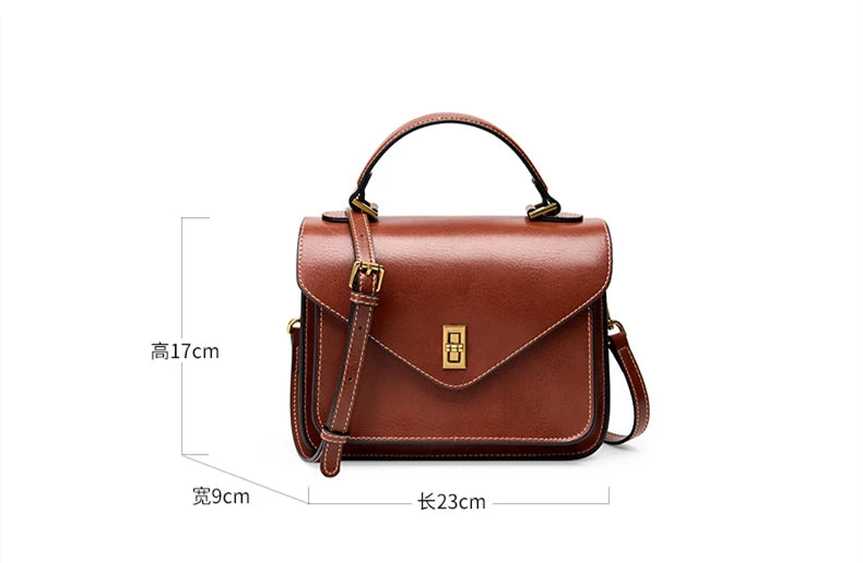 Genuine Leather Women luxury bag high quality Simple vintage Fashion Postman handbags ladies 2025 shoulder green small bag