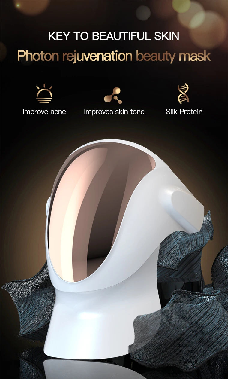 807 Nano Lamp LED Facial Mask With LED Light Therapy 3 Color Red Light Therapy Anti-Aging Mask Full Face With Neck Beauty Health