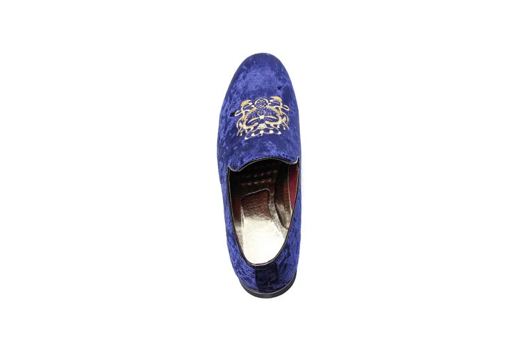 Luxury Suede Leather Shoes Men Big Size Wedding Dress Shoes designer Embroidery Loafers High Quality Oxford Men Flat Party Shoes