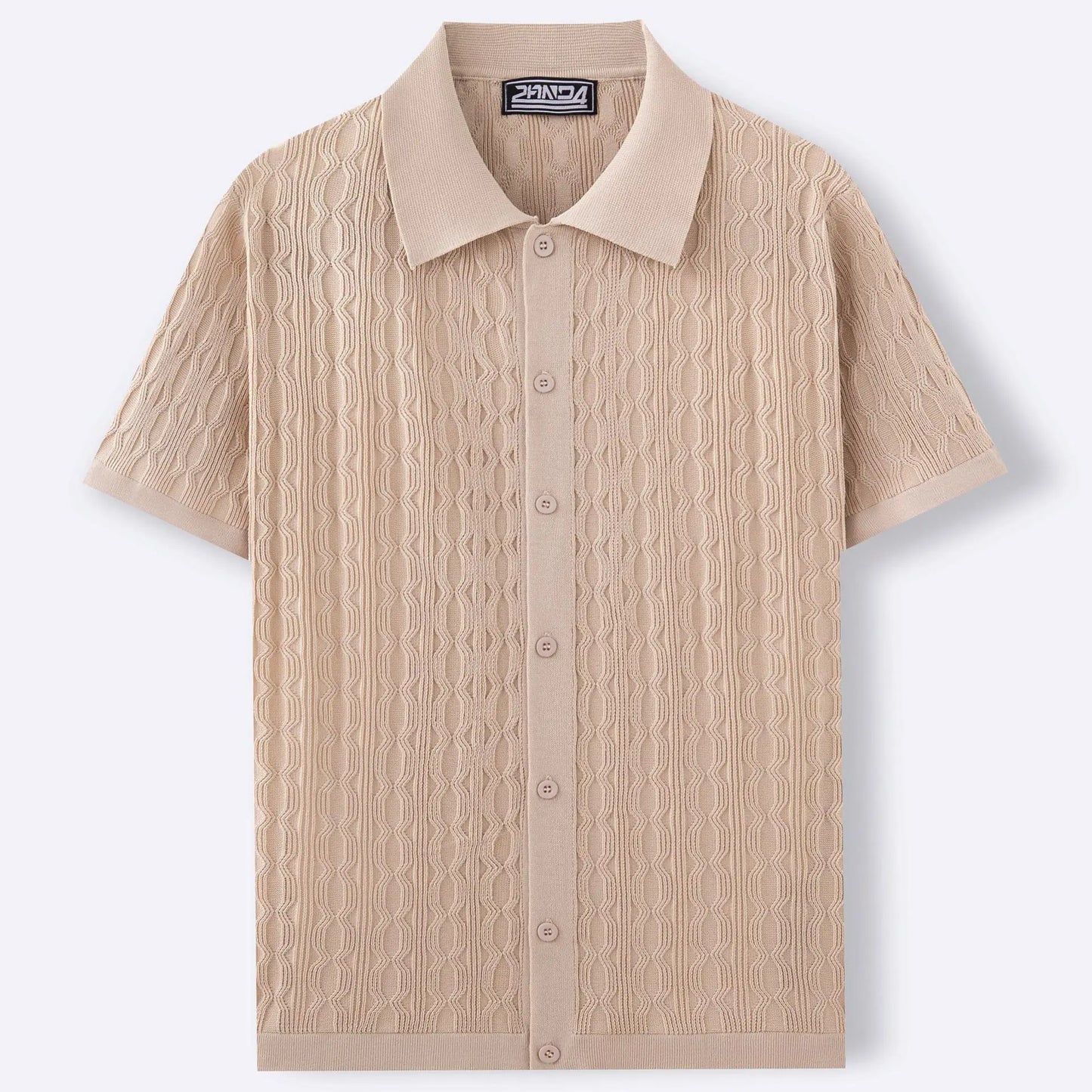 Men Solid Shirt Turn Down Collar Shirt Business Short Sleeve Blouses Knitted Single Breasted Loose Button Summer Cardigan
