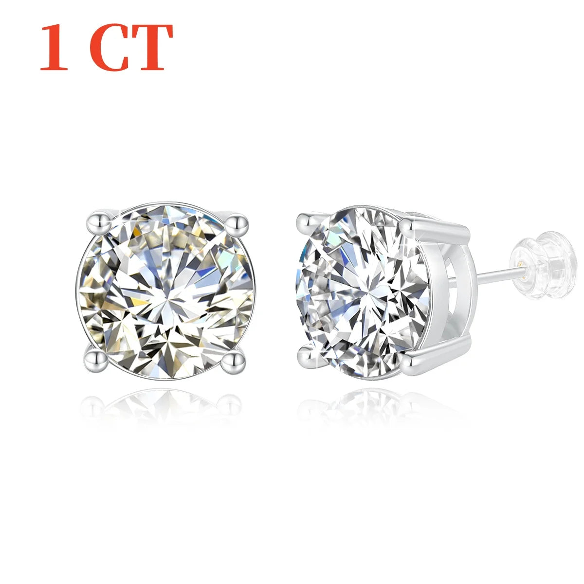 Genuine 18K Gold Moissanite Stud Earrings 2ct Diamond Earrings Classic Trendy for Women Wedding Gifts Fine Jewelry