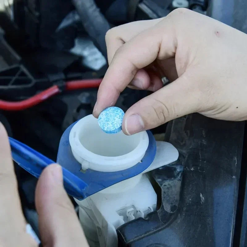 All-Season Windshield Washer Effervescent Tablet (Solid Concentrate) Shellac-Free Formula