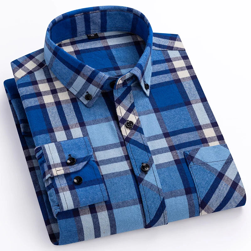 plus size 8XL100%cotton sanding long-sleeve shirts for men slim fit casual plain shirt soft palid tops designer elegant clothes