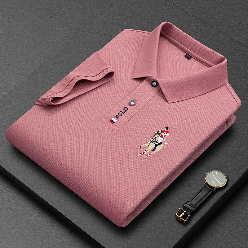 Brand Embroidered Men's Pure Cotton Popsicle Cotton Short Sleeved Polo Shirt Summer New Business Casual Breathable Men's Top 4xl